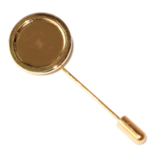 Stick Pin Blank 16mm Round Gold